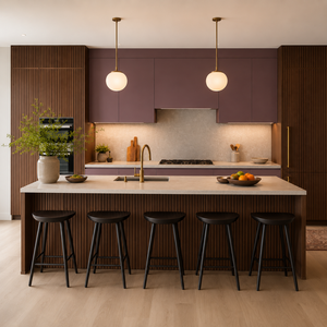 Gabinetes <span class=keywords><strong>de</strong></span> Cocina Modernos <span class=keywords><strong>de</strong></span> Lujo, Diseño Modular sin Manijas con <span class=keywords><strong>Isla</strong></span> Acanalada y <span class=keywords><strong>Torre</strong></span> <span class=keywords><strong>de</strong></span> Electrodomésticos Integrada - Product Image 6