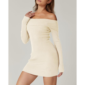 Trending Women's Summer Off the Shoulder Rushed Bodycon Vestidos de manga larga Fitted Party Club Midi Dress Reciclado - Product Image 5