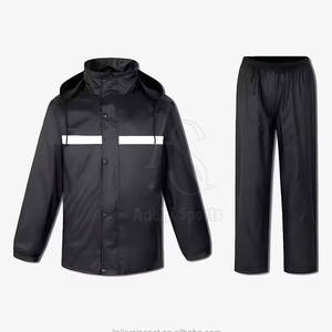 Traje de lluvia impermeable Unisex con tiras reflectantes Puños elásticos Cuello con capucha Cierre de cremallera para actividades al aire libre de seguridad - Product Image 3