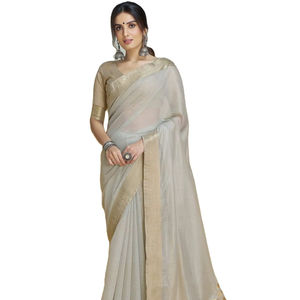 Nueva ropa de fiesta Pure Handloom Khadi Silk Saree Listo para usar con rayas automáticas y blusa Zari - Product Image 1