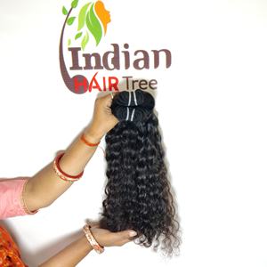 Extensions de cheveux humains naturels Remy indiens vierges bouclés, à cuticules alignées, couleur noire, qualité Temple, en gros - Product Image 5