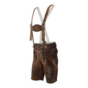 <b>Old</b> Style Plus Size High Embroidered Lederhosen for Men | Antique Look Bavarian Leather Shorts | Handmade Oktoberfest Costume - Product Image 3