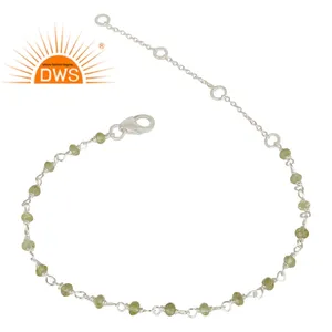 Best Selling 925 Sterling Silver Natural Peridot Gemstone Beaded Bracelet Custom Jewelry For Women Gift For Her