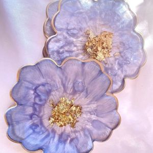 Posavasos Personalizados MFD de Madera, Resina y Mármol con Diseño Floral, Hechos a Mano - Product Image 4