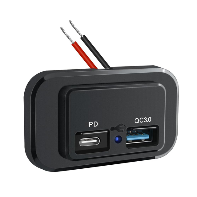 Quick Charge Socket Panel 12V 24V Dual USB Outlet PD Type C QC3.0 Surface Mount Car Charger 48W Fast Charge for Automotive