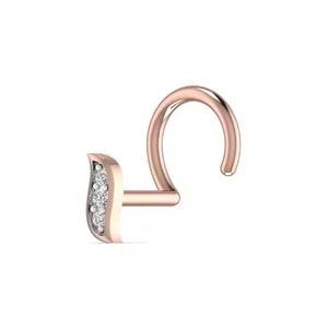 Bijoux de piercing fin en or jaune 14 carats glamour 0.017CT épingle à nez en diamant naturel cadeau tendance pour les mariages de femmes - Product Image 2