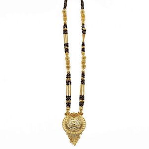 Vente en gros de pendentif long indien en or micro 24 carats Mangalsutra, Mangalsutra fini or à porter au quotidien, Mangalsutra long pour les femmes mariées - Product Image 2