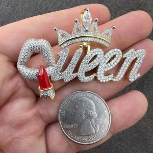 Hip Hop Bijoux Collier Pendentif Personnalisé De Luxe Glacé VVS Moissanite 925 Pendentif En Argent Sterling En Gros - Product Image 1