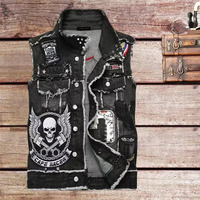Gilet en coton et denim Biker pour homme 2023