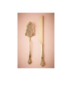 Couteau en laiton pour gâteau d'anniversaire et serveur de gâteau, ensemble de service de gâteau en laiton de créateur de luxe pour la fabrication à partir de l'inde - Product Image 1