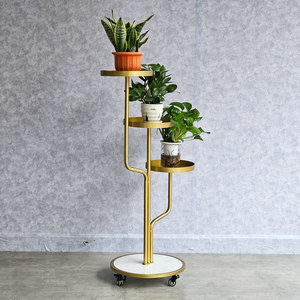KTB68148 Iron <b>Frame</b> Mobile Decorative <b>Plant</b> Stand 55x39x109cm with Stone Base Tables Product Category - Product Image 3