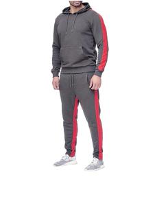 Ensemble de sweat-shirt 2 pièces personnalisé pour hommes, sweat à capuche et pantalon de jogging, survêtement deux pièces à rayures latérales, streetwear et fitness - Product Image 3