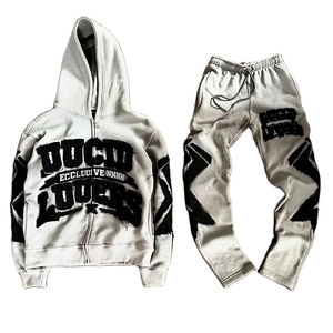 Custom Manufacturer Heavyweight Tracksuits Thick <b>Distressed</b> Embroidery Patch Men Acid Wash Zipper Up Rhinestone Wear - Product Image 3