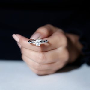 Oval <b>Solitaire</b> Braided <b>Ring</b> for Women (D-VS1 Quality) 925 Sterling <b>Silver</b> - Product Image 3
