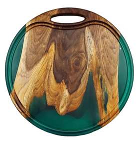 Plateau de service en bois au design moderne incrustation de résine noire très durable poignées de plateau de qualité écologique pour la maison restaurant servant - Product Image 4