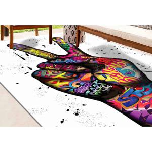 Alfombra con Símbolo de Paz: Alfombra con Estampado de Graffiti, Arte Abstracto Moderno, Alfombra Delgada No Tejida - Product Image 5