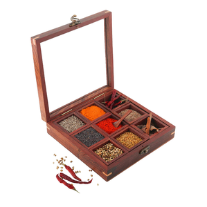 Boîte à épices de table en bois faite à la main récipient rond avec cloison pour une utilisation en cuisine nouveau modèle pour le stockage des épices de cuisine à la maison - Product Image 5
