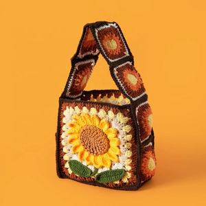Regalo de Navidad para el Día del Maestro, Bolso Grande de Hombro con Diseño de Girasol, Bolso Tejido a Mano con Copos de Nieve, Textil Artesanal Artificial - Product Image 4