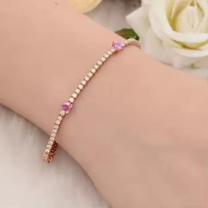 Pulsera de tenis de alta calidad Diamante vinculado con VVS Chapado en plata 18K Regalo de oro rosa para ella - Product Image 2