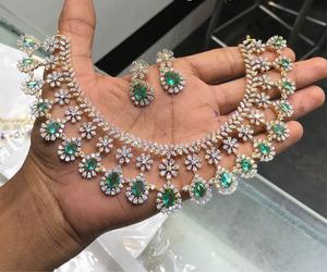 Superb Quality Luxury Sparkle Zircon <b>Necklace</b> <b>Set</b> With <b>Earrings</b> for Wedding Engagement Party Wear For Women <b>And</b> Girls - Product Image 2