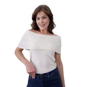 Chemisier en tricot à col épaules dénudées pour femmes Tricot côtelé Texture respirante Élégant et confortable Production OEM de haute qualité - Product Image 1