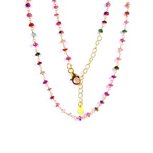 Collier longue chaîne en argent sterling 925 avec pierres précieuses de tourmaline chaîne à maillons bijoux de fête à bas quantité minimale de commande pour les mariages chrétiens - Product Image 5