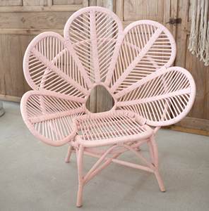 Chaises de mariée et marié en rotin de haute qualité en forme de fleur de couleur naturelle - Product Image 5