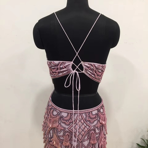 ชุดราตรีฤดูร้อนแบบแขนสั้นยาวระดับเข่า ดีไซน์หรูหราสวยงามจาก Chandni Export ประดับด้วยพู่ คอเสื้อแบบสกูป ตกแต่งด้วยลูกปัดเย็บมืออย่างประณีต - Product Image 2