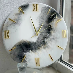 El Reloj de pared de resina con diseño artístico único hecho a mano Reloj de pared arte de resina de la India - Product Image 1