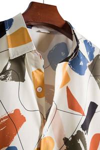 Chemise en lin personnalisée pour hommes Chemises pour hommes à manches courtes avec poche sur la poitrine et boutons - Product Image 3