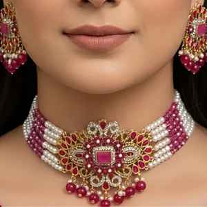 Mehndi Plating Modern CZ Stone Jewelry Elegant CZ Stone Festival Necklaces Fashion Jewelry Luxury Artificial Jewelry Export - Product Image 5