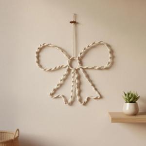 Handcrafted Simple <b>Bow</b> Macrame Wall Decor For Modern Homes Offering Clean Aesthetic And Charming Wall Accent From India - Product Image 1