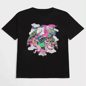 Camiseta de Cuello Redondo de Algodón Peinado de Alta Calidad, Estampada con Serigrafía y Lavado Ácido, Ajuste Holgado, Transpirable y de Secado Rápido, Venta al Por Mayor Personalizada 2024 - Product Image 5