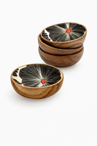 Bol en acacia émaillé à motif Sunburst Vaisselle design de qualité supérieure Bol d'affichage rustique fait à la main pour événements Buffet et salle à manger - Product Image 2