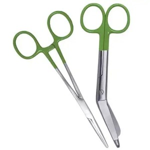 Ciseaux à pansement de haute qualité ciseaux et pinces incurvés pour soins infirmiers médicaux ensemble de 2 pièces Excellente qualité - Product Image 1