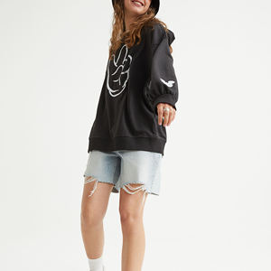 Ropa personalizada de alta calidad para mujer, conjunto de Sudadera con capucha de manga larga de gran tamaño, 100% algodón, conjunto de Sudadera corta - Product Image 4