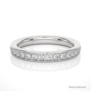 0,35 CTW corte redondo laboratorio crecido diamante media eternidad conjunto boda banda oro blanco aniversario regalo anillos CVD tipo de producto - Product Image 1