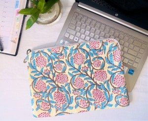 ซองใส่แล็ปท็อปผ้าฝ้ายแบบวินเทจกระเป๋าซิปลายดอกไม้สำหรับไอแพดอุปกรณ์สำนักงานและผ้าคลุมสำหรับทำงานและการเดินทาง - Product Image 2