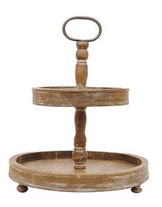 Soporte de pastel de madera de acacia de alta calidad, Color Natural, soporte de postre y pastel de 2 niveles, forma redonda para boda y cumpleaños - Product Image 4