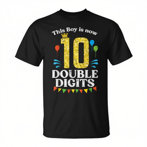 T-shirt personnalisable pour le 10e anniversaire de ce garçon, avec couronne à double chiffre, promotionnel - Product Image 2