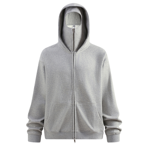 Sweat à capuche zippé pour homme avec logo personnalisé, orné de strass, uni, séchage rapide, respirant, avec poche, en tissu polaire 100% coton - Product Image 3