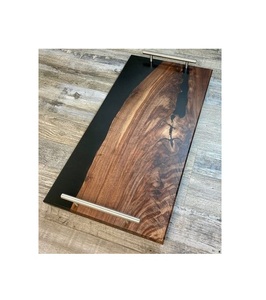 ถาดไม้เรซินอีพ็อกซี่ทำมือทนทานสวยงามพร้อมผิวสวยทันสมัยบอร์ดเสริฟสำหรับรับประทานอาหารชากาแฟอาหารว่างห้องครัว - Product Image 4