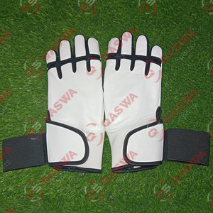 Long Cuff <b>Hook</b> & Loop Closure Leather Baseball Batting Gloves Adjustable Lightweight Ambidextrous Durable Eco-Friendly - Product Image 3
