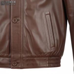 Bleu marine personnalisé haute qualité en cuir véritable veste usine directe grande taille bouton veste en cuir à la mode pour hommes 2025 - Product Image 5