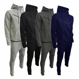 Conjunto Deportivo Nuevo para Hombre, Diseño en V, Pantalones Deportivos de Corte Regular, Sudadera con Capucha y Cremallera, Ropa Deportiva - Product Image 1