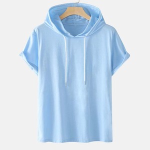 Nueva Moda Otoño Sudadera Lisa de Algodón de Manga Corta para Hombre con Capucha Bordada y Estampado Personalizado Juvenil - Product Image 5