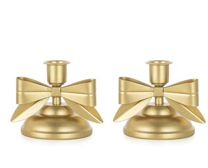 Candelero de hierro con lazo dorado personalizable de lujo para temporada festiva, decoración del hogar, logotipo de Navidad y Pascua incluido - Product Image 1