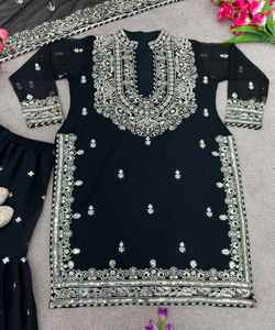 Robe cousue indienne robes de mariée Sharara Eid Maria formelle beau Style arabe Boutique Design haut Sharara Dupatta ensemble - Product Image 6