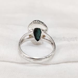 Bijoux en pierre brute Bague pour femme Turquoise tibétaine naturelle Pierre précieuse brute Décembre Pierre de naissance Bague Boho Bague en argent sterling 925 - Product Image 5