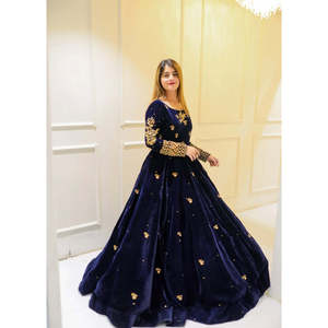 Vestido Maxi Azul Marino Hecho a Mano para Mujer, Elegante Estilo de Fiesta con Lentejuelas y Pedrería, Cintura Imperio, Talla XS - Product Image 6